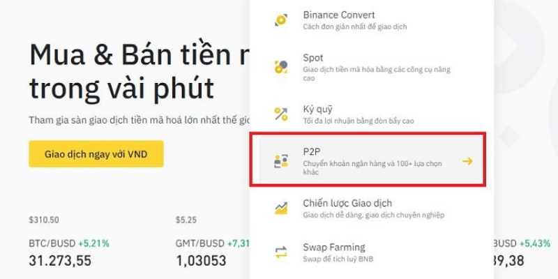 Các phương thức nạp tiền VND vào Binance