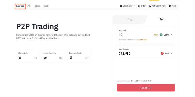 Cách bán coin trên Binance P2P